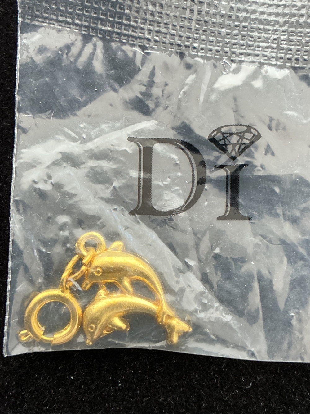 Diamonds International Gold Tone Dolphin Charm Pendant with Lobster Clasp